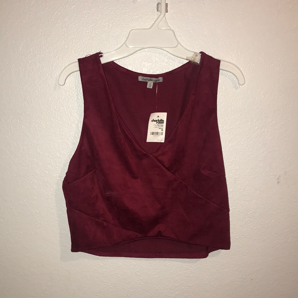 Velvet crop top burgundy